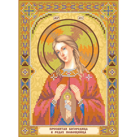 Icons charts on artistic canvas Icon of the Mother of God «Midwife», ACK-157 by Abris Art - buy online! ✿ Fast delivery ✿ Factory price ✿ Wholesale and retail ✿ Purchase The scheme for embroidery with beads icons on canvas