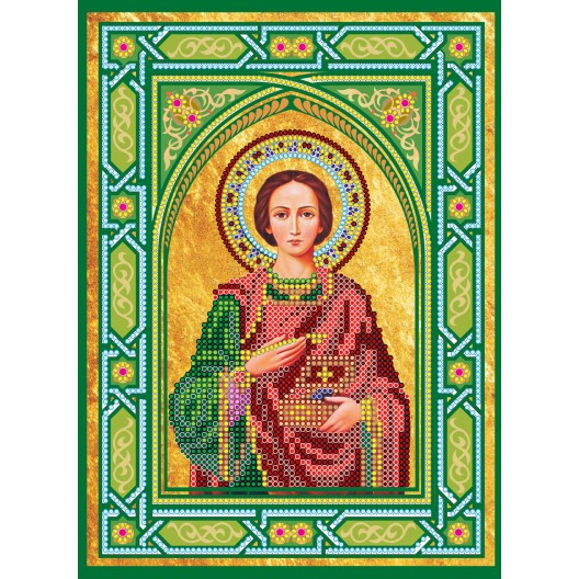Icons charts on artistic canvas Icon St. Panteleimon, ACK-158 by Abris Art - buy online! ✿ Fast delivery ✿ Factory price ✿ Wholesale and retail ✿ Purchase The scheme for embroidery with beads icons on canvas