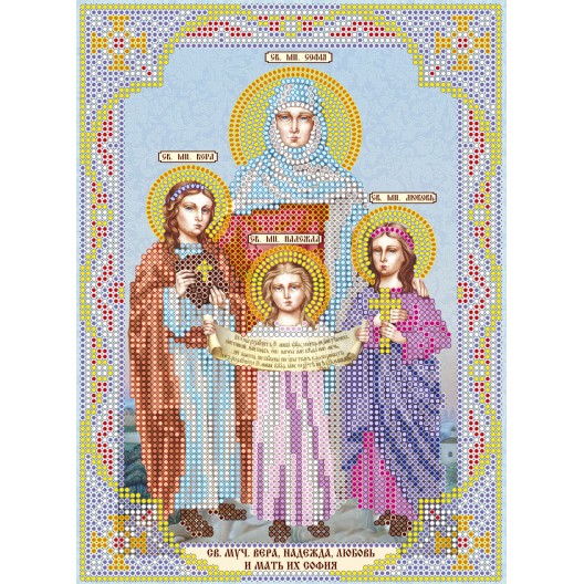 Icons charts on artistic canvas Icons St.Vera, Nadegda, Lubov and their Mother Sophia, ACK-160 by Abris Art - buy online! ✿ Fast delivery ✿ Factory price ✿ Wholesale and retail ✿ Purchase The scheme for embroidery with beads icons on canvas