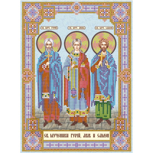 Icons charts on artistic canvas Icons Holy Martyrs Gurias, Abibus and Samon, ACK-161 by Abris Art - buy online! ✿ Fast delivery ✿ Factory price ✿ Wholesale and retail ✿ Purchase The scheme for embroidery with beads icons on canvas