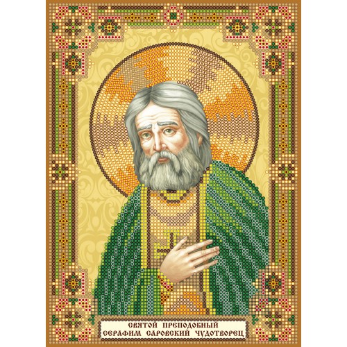 Icons charts on artistic canvas Icons St. Seraphim of Sarov, ACK-164 by Abris Art - buy online! ✿ Fast delivery ✿ Factory price ✿ Wholesale and retail ✿ Purchase The scheme for embroidery with beads icons on canvas