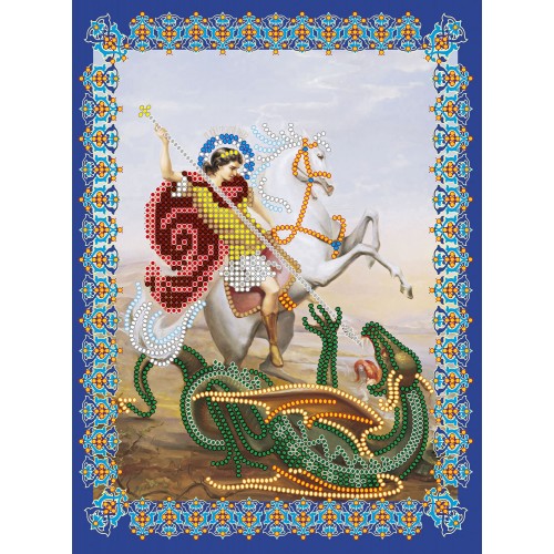 Icons charts on artistic canvas St.George Conqueror Icon, ACK-168 by Abris Art - buy online! ✿ Fast delivery ✿ Factory price ✿ Wholesale and retail ✿ Purchase The scheme for embroidery with beads icons on canvas