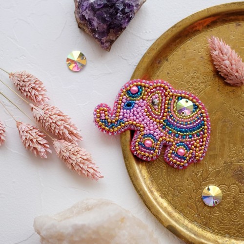 Decoration Pink baby elephant, AD-038 by Abris Art - buy online! ✿ Fast delivery ✿ Factory price ✿ Wholesale and retail ✿ Purchase Kits for creating brooches (jewelry) with beads