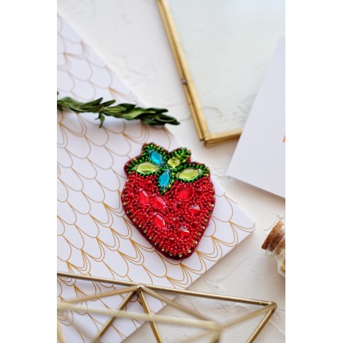 Decoration Strawberry, AD-050 by Abris Art - buy online! ✿ Fast delivery ✿ Factory price ✿ Wholesale and retail ✿ Purchase Kits for creating brooches (jewelry) with beads