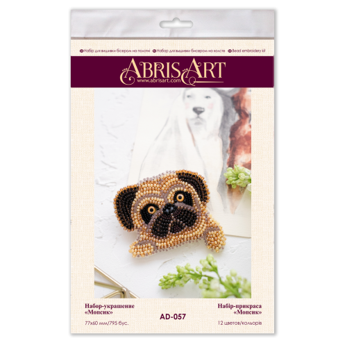 Decoration Pug, AD-057 by Abris Art - buy online! ✿ Fast delivery ✿ Factory price ✿ Wholesale and retail ✿ Purchase Kits for creating brooches (jewelry) with beads