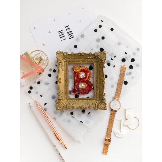 Decoration Letter B, AD-076 by Abris Art - buy online! ✿ Fast delivery ✿ Factory price ✿ Wholesale and retail ✿ Purchase Kits for creating brooches (jewelry) with beads