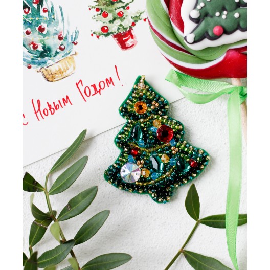 Decoration Christmas tree, AD-094 by Abris Art - buy online! ✿ Fast delivery ✿ Factory price ✿ Wholesale and retail ✿ Purchase Kits for creating brooches (jewelry) with beads