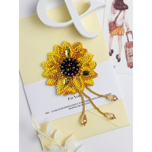 Decoration Little sun, AD-206 by Abris Art - buy online! ✿ Fast delivery ✿ Factory price ✿ Wholesale and retail ✿ Purchase Kits for creating brooches (jewelry) with beads