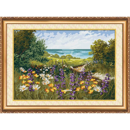 Cross-stitch kits Lawn (Landscape), AH-007 by Abris Art - buy online! ✿ Fast delivery ✿ Factory price ✿ Wholesale and retail ✿ Purchase Big kits for cross stitch embroidery