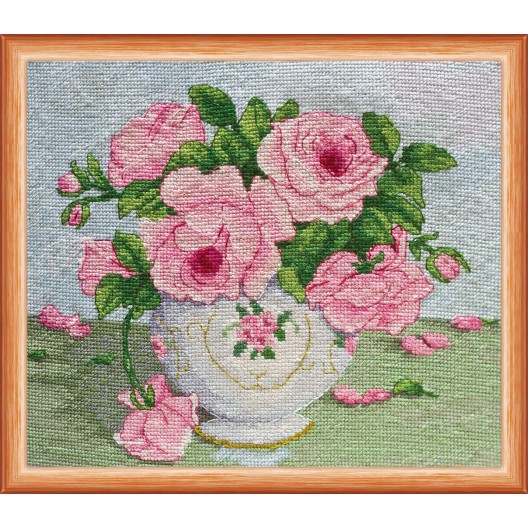 Pink flovers, AH-014 by Abris Art - buy online! ✿ Fast delivery ✿ Factory price ✿ Wholesale and retail ✿ Purchase Big kits for cross stitch embroidery