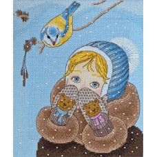 Cross-stitch kits Girl and bird (Kids)