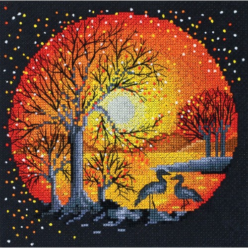 Cross-stitch kits Heron at sunset (Animals), AH-021 by Abris Art - buy online! ✿ Fast delivery ✿ Factory price ✿ Wholesale and retail ✿ Purchase Big kits for cross stitch embroidery