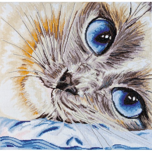 Cross-stitch kits Sapphire eyes (Animals), AH-027 by Abris Art - buy online! ✿ Fast delivery ✿ Factory price ✿ Wholesale and retail ✿ Purchase Big kits for cross stitch embroidery