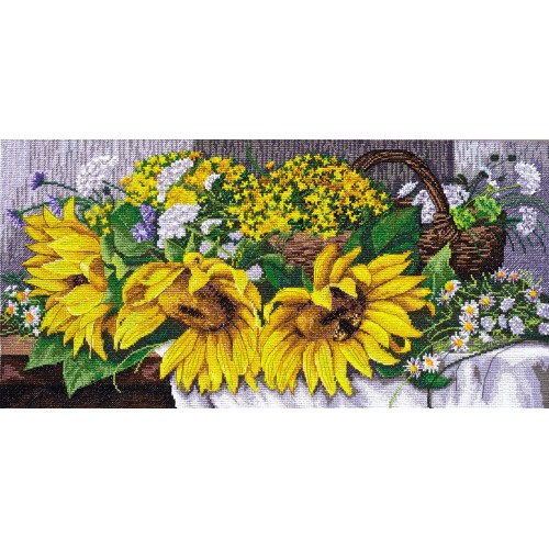 Cross-stitch kits Sunflowers (Flowers), AH-030 by Abris Art - buy online! ✿ Fast delivery ✿ Factory price ✿ Wholesale and retail ✿ Purchase Big kits for cross stitch embroidery