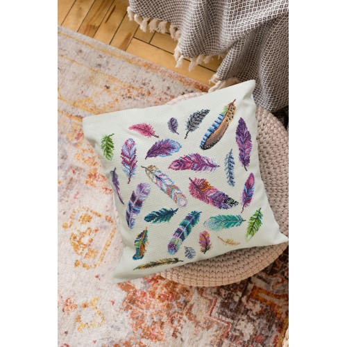 Cross-stitch kits Feathers, AHP-002 by Abris Art - buy online! ✿ Fast delivery ✿ Factory price ✿ Wholesale and retail ✿ Purchase Cushion kits with cross stitch