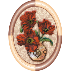 Mini Bead embroidery kit Vase with poppies