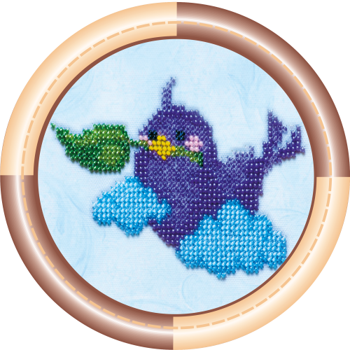 Mini Bead embroidery kit Bird, AM-006 by Abris Art - buy online! ✿ Fast delivery ✿ Factory price ✿ Wholesale and retail ✿ Purchase Sets-mini-for embroidery with beads on canvas