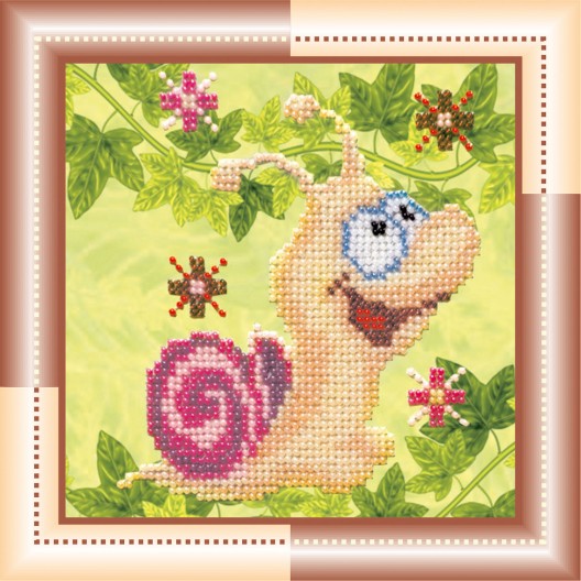 Mini Bead embroidery kit Snail, AM-010 by Abris Art - buy online! ✿ Fast delivery ✿ Factory price ✿ Wholesale and retail ✿ Purchase Sets-mini-for embroidery with beads on canvas