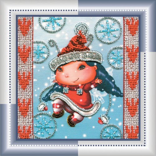 Mini Bead embroidery kit Christmas Elf, AM-017 by Abris Art - buy online! ✿ Fast delivery ✿ Factory price ✿ Wholesale and retail ✿ Purchase Sets-mini-for embroidery with beads on canvas