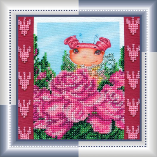 Mini Bead embroidery kit Rose fairy, AM-018 by Abris Art - buy online! ✿ Fast delivery ✿ Factory price ✿ Wholesale and retail ✿ Purchase Sets-mini-for embroidery with beads on canvas