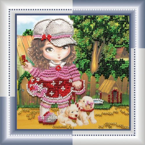 Mini Bead embroidery kit Puppies tamer, AM-029 by Abris Art - buy online! ✿ Fast delivery ✿ Factory price ✿ Wholesale and retail ✿ Purchase Sets-mini-for embroidery with beads on canvas