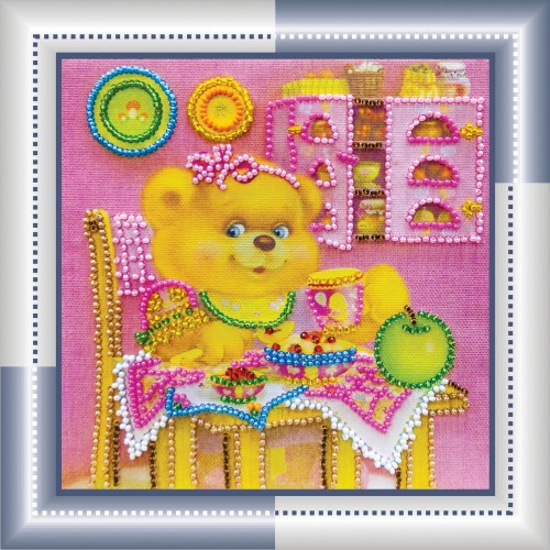 Mini Bead embroidery kit Breakfast, AM-033 by Abris Art - buy online! ✿ Fast delivery ✿ Factory price ✿ Wholesale and retail ✿ Purchase Sets-mini-for embroidery with beads on canvas