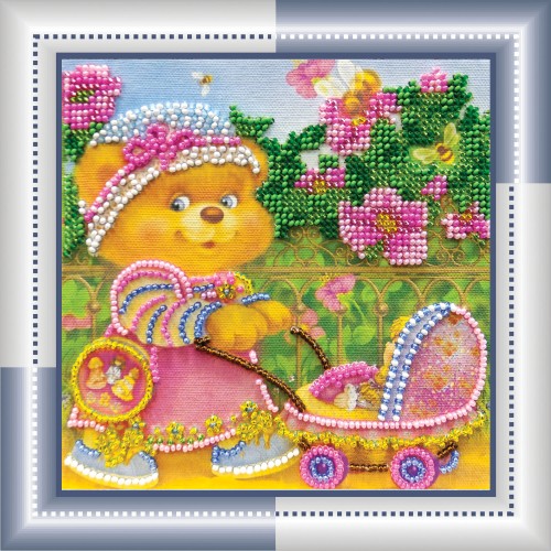 Mini Bead embroidery kit Mothers and daughters, AM-035 by Abris Art - buy online! ✿ Fast delivery ✿ Factory price ✿ Wholesale and retail ✿ Purchase Sets-mini-for embroidery with beads on canvas