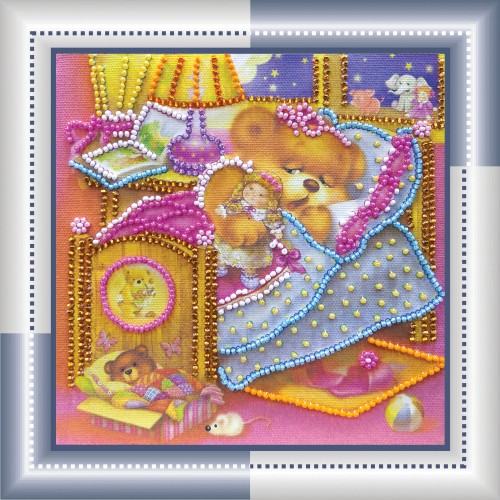 Mini Bead embroidery kit Nighty night, AM-040 by Abris Art - buy online! ✿ Fast delivery ✿ Factory price ✿ Wholesale and retail ✿ Purchase Sets-mini-for embroidery with beads on canvas