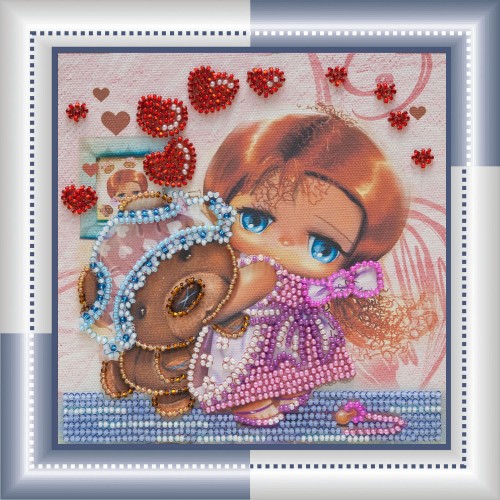 Mini Bead embroidery kit Favourite bear, AM-042 by Abris Art - buy online! ✿ Fast delivery ✿ Factory price ✿ Wholesale and retail ✿ Purchase Sets-mini-for embroidery with beads on canvas