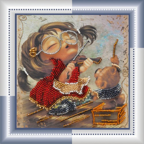 Mini Bead embroidery kit Violinist and conductor, AM-045 by Abris Art - buy online! ✿ Fast delivery ✿ Factory price ✿ Wholesale and retail ✿ Purchase Sets-mini-for embroidery with beads on canvas