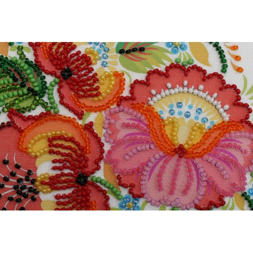 Mini Bead embroidery kit Hohloma – 1, AM-074 by Abris Art - buy online! ✿ Fast delivery ✿ Factory price ✿ Wholesale and retail ✿ Purchase Sets-mini-for embroidery with beads on canvas