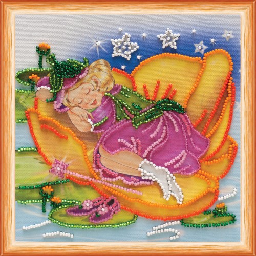 Mini Bead embroidery kit Sleeping fairy, AM-075 by Abris Art - buy online! ✿ Fast delivery ✿ Factory price ✿ Wholesale and retail ✿ Purchase Sets-mini-for embroidery with beads on canvas