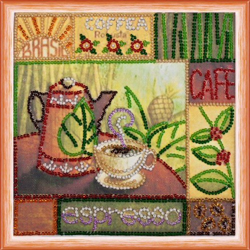 Mini Bead embroidery kit Expresso, AM-086 by Abris Art - buy online! ✿ Fast delivery ✿ Factory price ✿ Wholesale and retail ✿ Purchase Sets-mini-for embroidery with beads on canvas