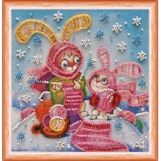 Mini Bead embroidery kit Knitting bunnies