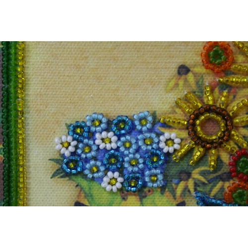 Mini Bead embroidery kit Sunflower still life, AM-098 by Abris Art - buy online! ✿ Fast delivery ✿ Factory price ✿ Wholesale and retail ✿ Purchase Sets-mini-for embroidery with beads on canvas