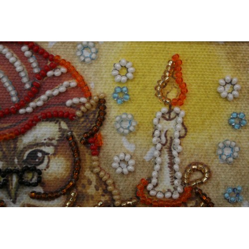 Mini Bead embroidery kit Owl, AM-099 by Abris Art - buy online! ✿ Fast delivery ✿ Factory price ✿ Wholesale and retail ✿ Purchase Sets-mini-for embroidery with beads on canvas