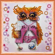 Mini Bead embroidery kit Owl and coffee