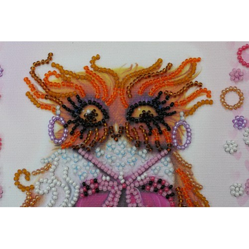 Mini Bead embroidery kit Owl and coffee, AM-104 by Abris Art - buy online! ✿ Fast delivery ✿ Factory price ✿ Wholesale and retail ✿ Purchase Sets-mini-for embroidery with beads on canvas