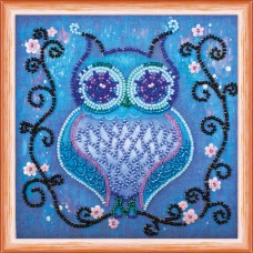 Mini Bead embroidery kit Blue owl