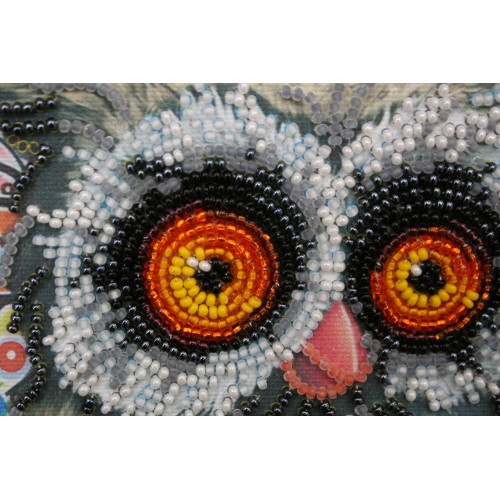 Mini Bead embroidery kit Owl and cookies, AM-109 by Abris Art - buy online! ✿ Fast delivery ✿ Factory price ✿ Wholesale and retail ✿ Purchase Sets-mini-for embroidery with beads on canvas