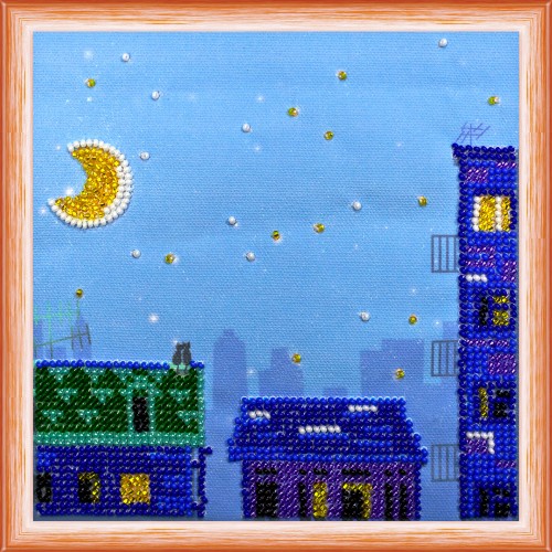Mini Bead embroidery kit The night city, AM-111 by Abris Art - buy online! ✿ Fast delivery ✿ Factory price ✿ Wholesale and retail ✿ Purchase Sets-mini-for embroidery with beads on canvas