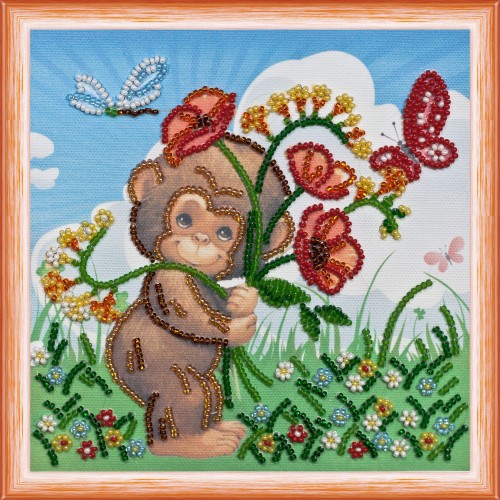 Mini Bead embroidery kit Poppies bunch, AM-113 by Abris Art - buy online! ✿ Fast delivery ✿ Factory price ✿ Wholesale and retail ✿ Purchase Sets-mini-for embroidery with beads on canvas