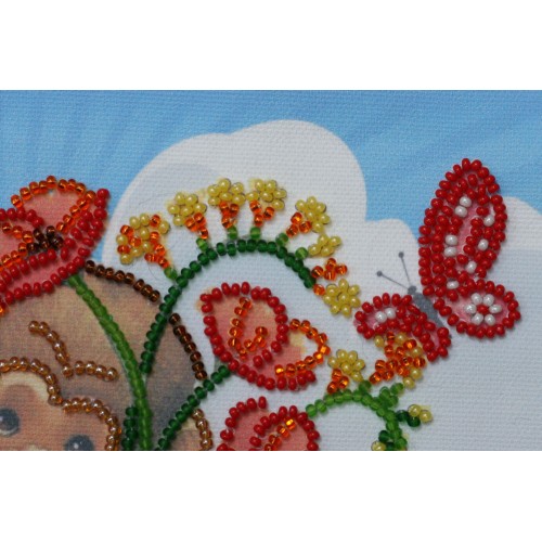 Mini Bead embroidery kit Poppies bunch, AM-113 by Abris Art - buy online! ✿ Fast delivery ✿ Factory price ✿ Wholesale and retail ✿ Purchase Sets-mini-for embroidery with beads on canvas