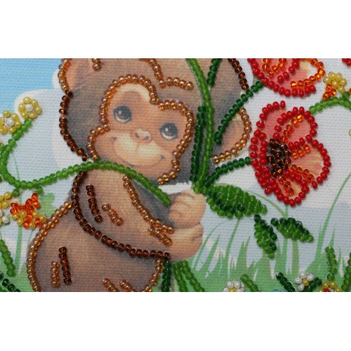 Mini Bead embroidery kit Poppies bunch, AM-113 by Abris Art - buy online! ✿ Fast delivery ✿ Factory price ✿ Wholesale and retail ✿ Purchase Sets-mini-for embroidery with beads on canvas