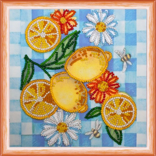 Mini Bead embroidery kit The summer limons, AM-119 by Abris Art - buy online! ✿ Fast delivery ✿ Factory price ✿ Wholesale and retail ✿ Purchase Sets-mini-for embroidery with beads on canvas