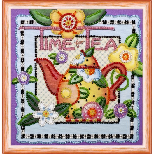 Mini Bead embroidery kit Teatime, AM-121 by Abris Art - buy online! ✿ Fast delivery ✿ Factory price ✿ Wholesale and retail ✿ Purchase Sets-mini-for embroidery with beads on canvas