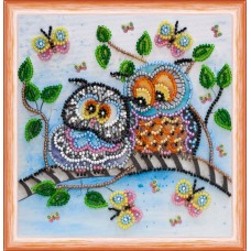 Mini Bead embroidery kit Owl Duet