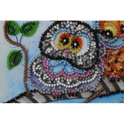 Mini Bead embroidery kit Owl Duet, AM-124 by Abris Art - buy online! ✿ Fast delivery ✿ Factory price ✿ Wholesale and retail ✿ Purchase Sets-mini-for embroidery with beads on canvas