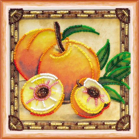 Mini Bead embroidery kit Sunny peaches, AM-125 by Abris Art - buy online! ✿ Fast delivery ✿ Factory price ✿ Wholesale and retail ✿ Purchase Sets-mini-for embroidery with beads on canvas