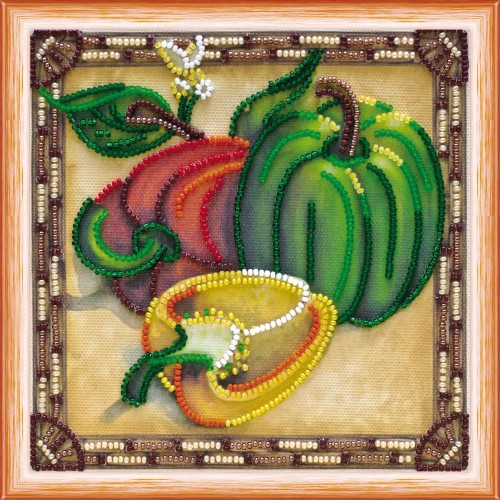 Mini Bead embroidery kit Sweet Peppers, AM-130 by Abris Art - buy online! ✿ Fast delivery ✿ Factory price ✿ Wholesale and retail ✿ Purchase Sets-mini-for embroidery with beads on canvas